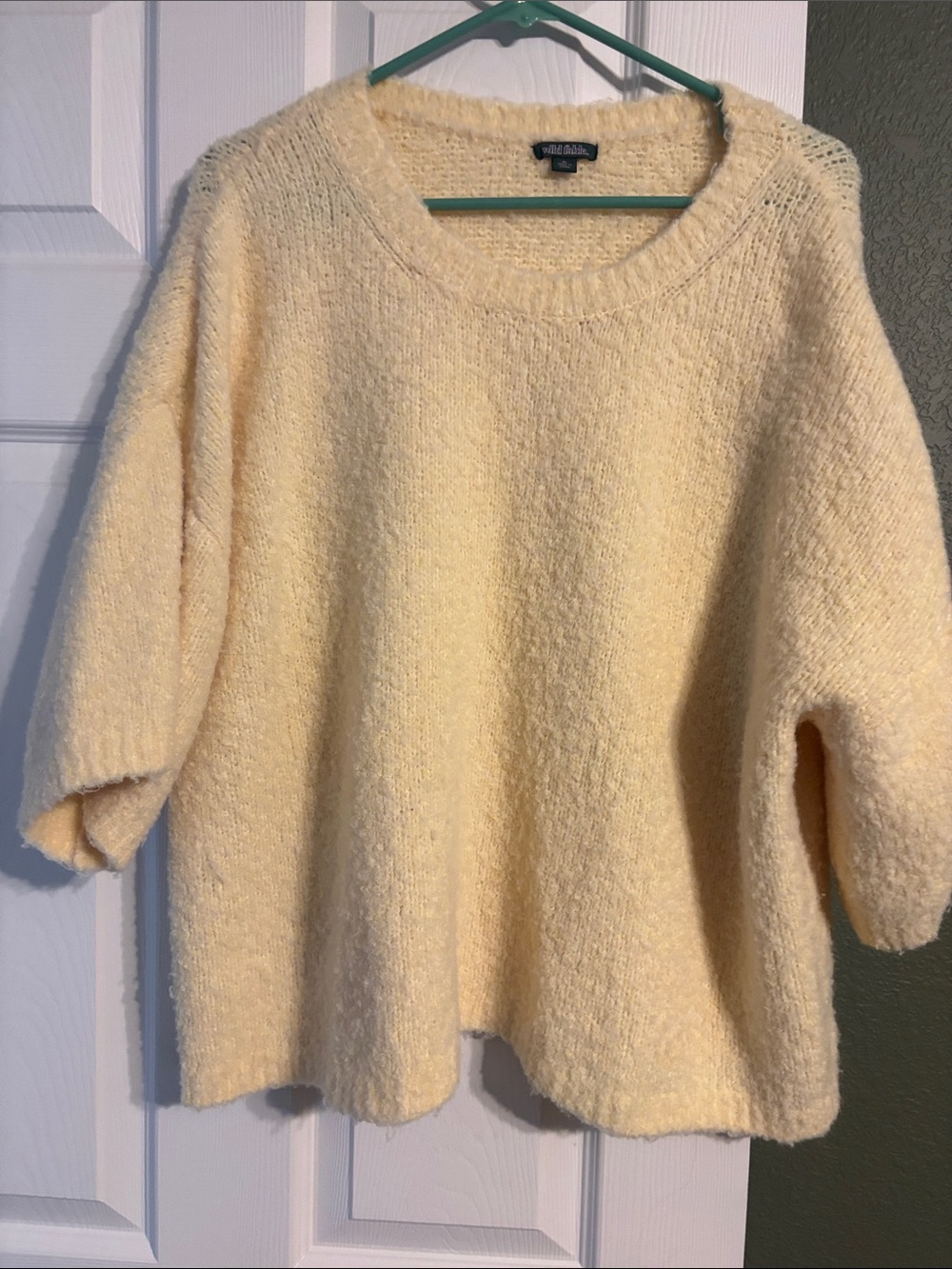 wild fable Soft Pale Yellow Bouclé Crew Sweater